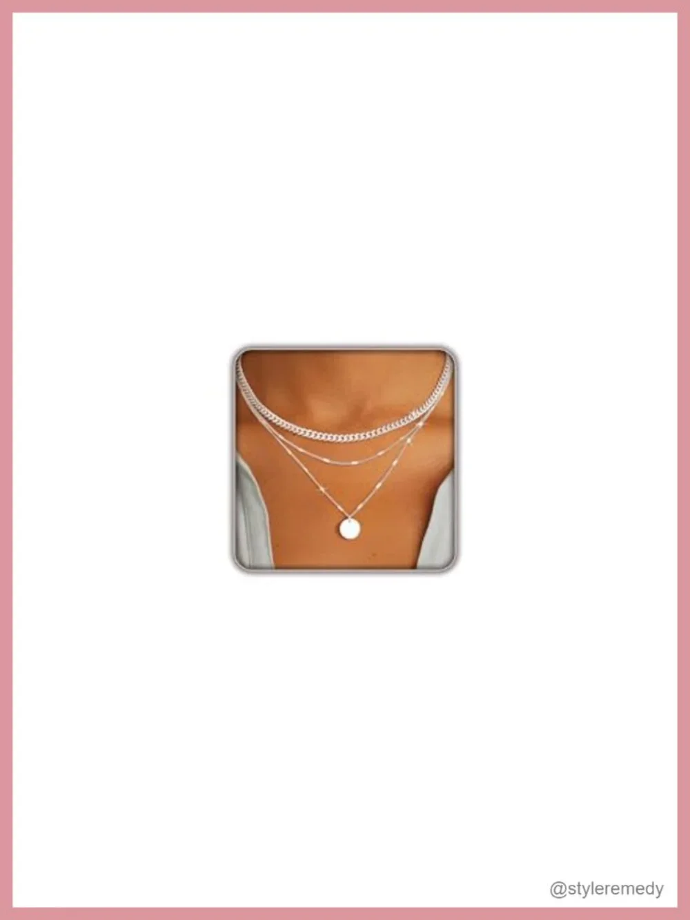 14K Gold Plated Dainty Layered Necklace Set Cuban Herringbone Paperclip Pendant